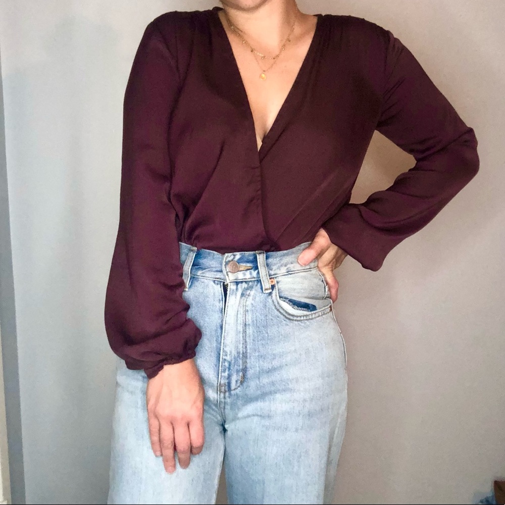 Urban Outfitters purple cross front bodysuit